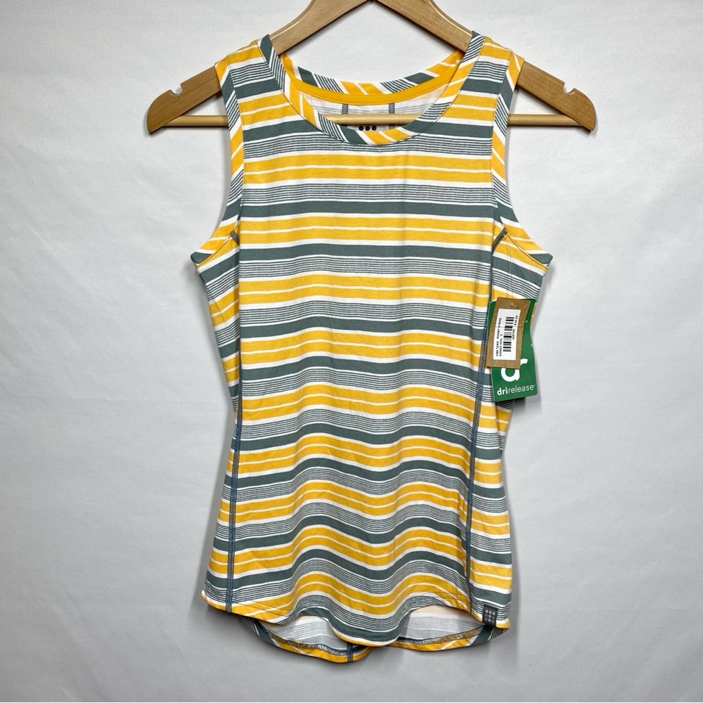 NWT Title Nine Vibe Tank in Yellow & Gray Stripes (‘Rugby Stripes’). XS
